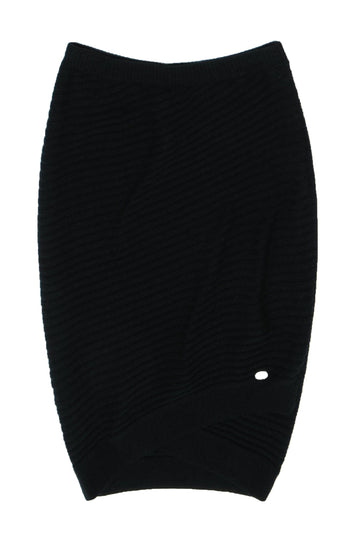 Chanel - Black Cashmere Ribbed Knit Pencil Skirt Sz 6
