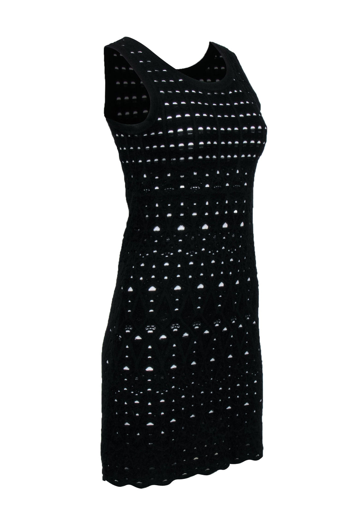 Chanel - Black Knit Overlay Sleeveless Mini A-Line Dress Sz 4