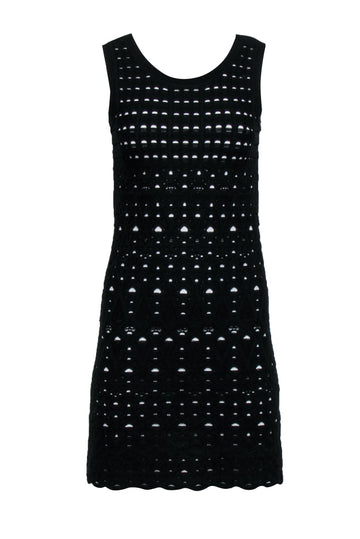 Chanel - Black Knit Overlay Sleeveless Mini A-Line Dress Sz 4