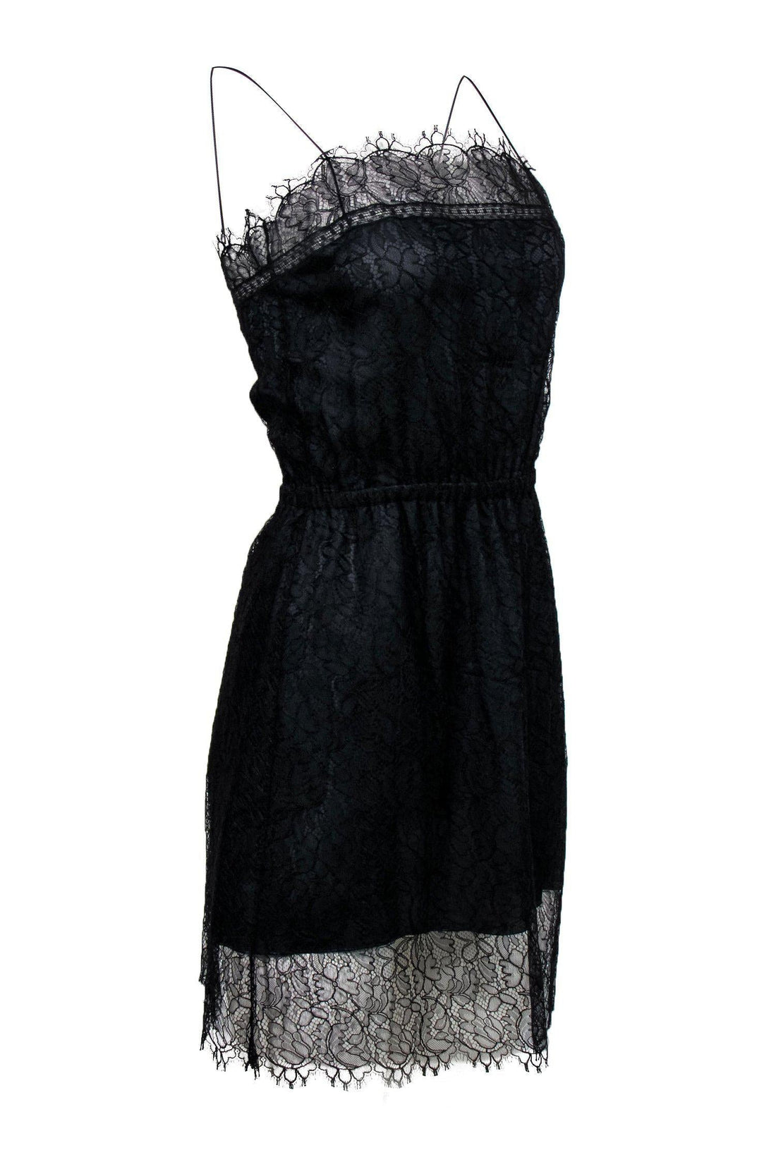 Chanel - Black Lace Sheath Dress w/ Thin Straps Sz 6