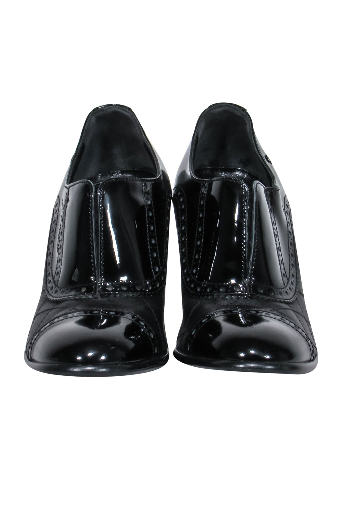 Chanel - Black Leather Loafer Pumps w/ Quilted Detail 6.5