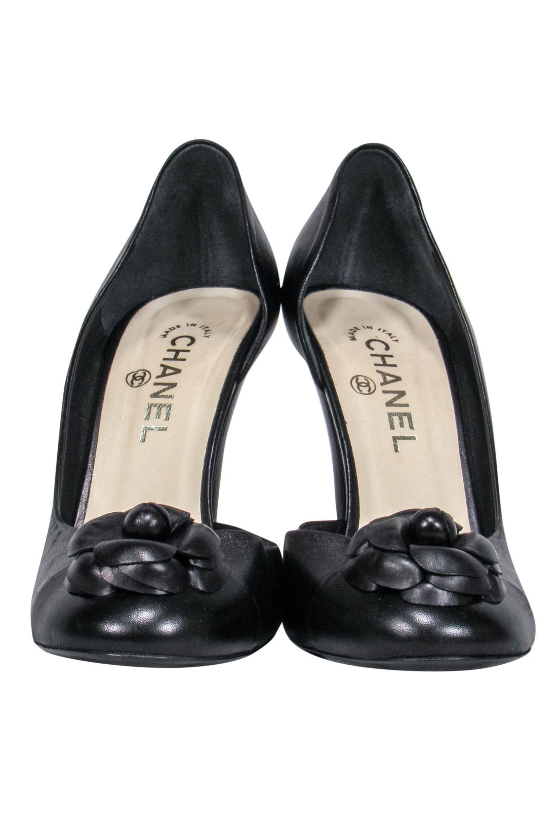 Chanel - Black Leather Pumps w/ Rosette Sz 12