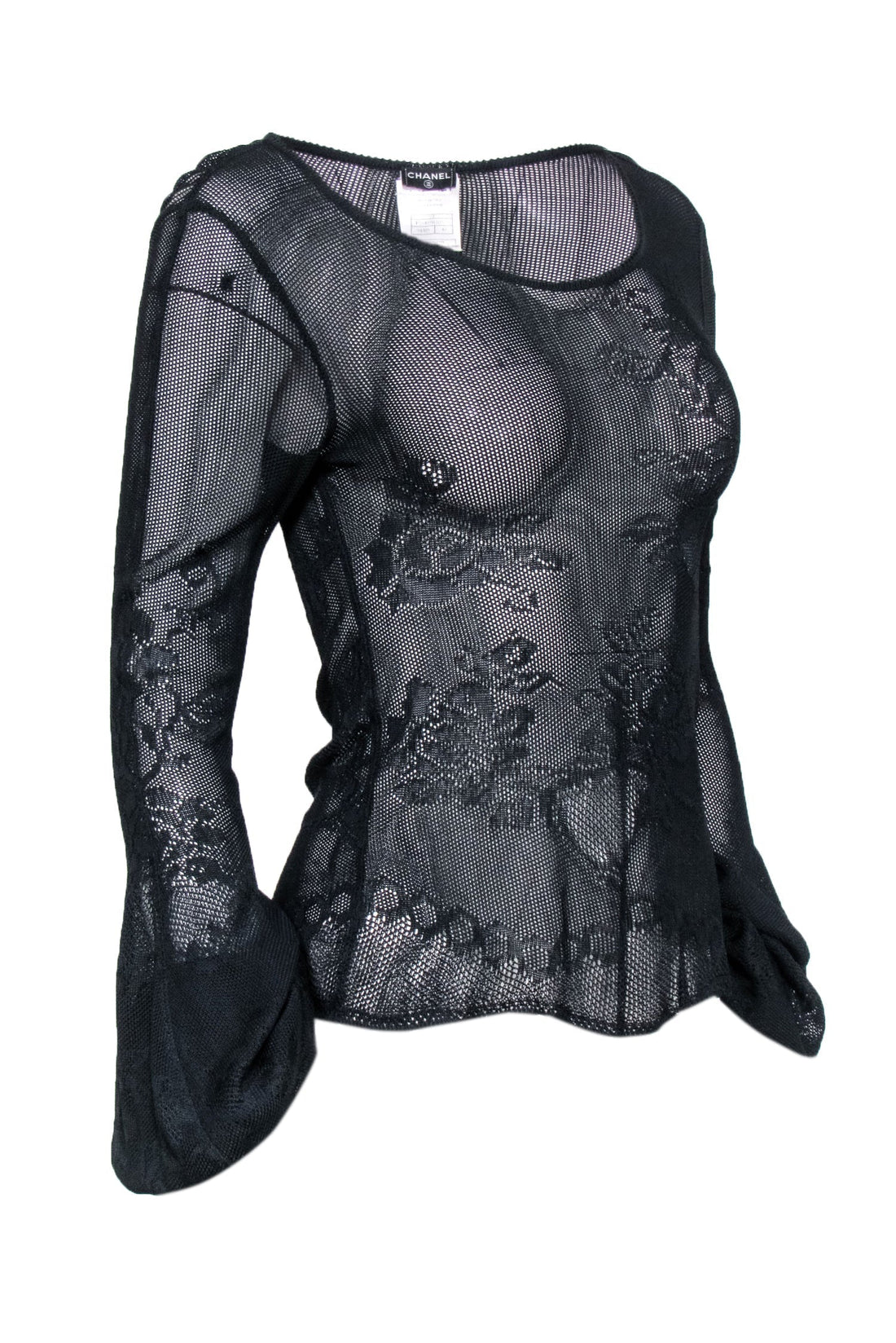 Chanel - Black Sheer Knit Top Sz 4