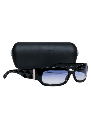 Chanel - Black Slim Sunglasses w/ Textured Side Detail