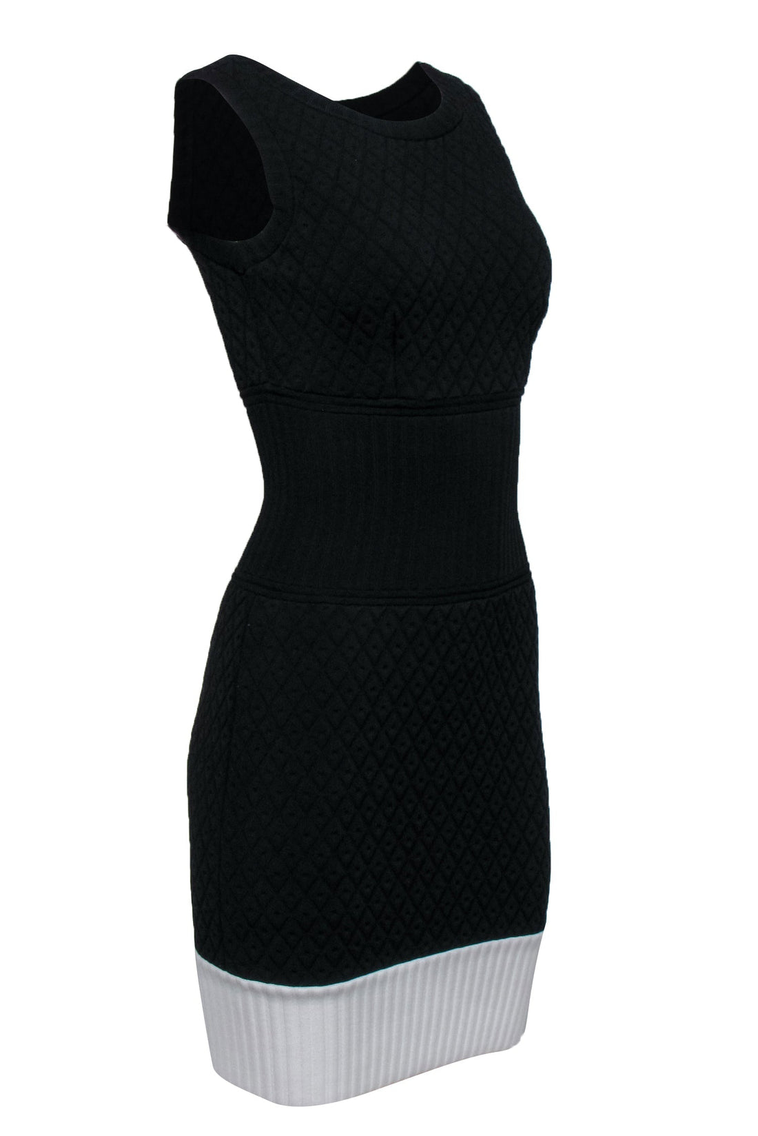Chanel - Black & White Knit Dress w/ Diamond Embossing Sz 6