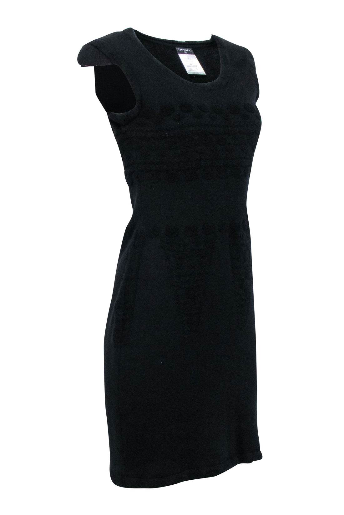 Chanel - Black Wool Blend Cap Sleeve Dress Sz 4