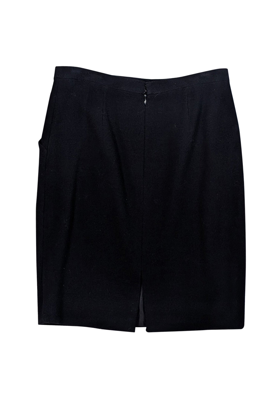 Chanel - Black Wool Blend Pencil Skirt Sz 10