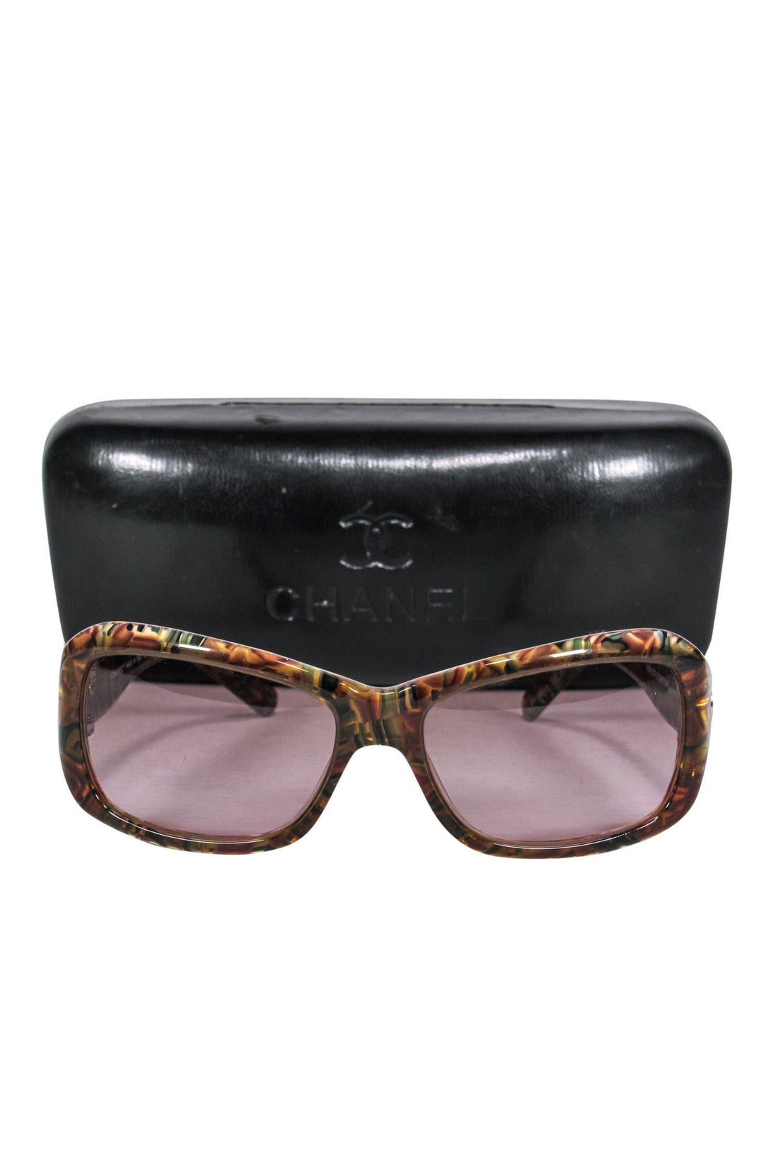 Chanel - Brown Marbled Small Square Sunglasses