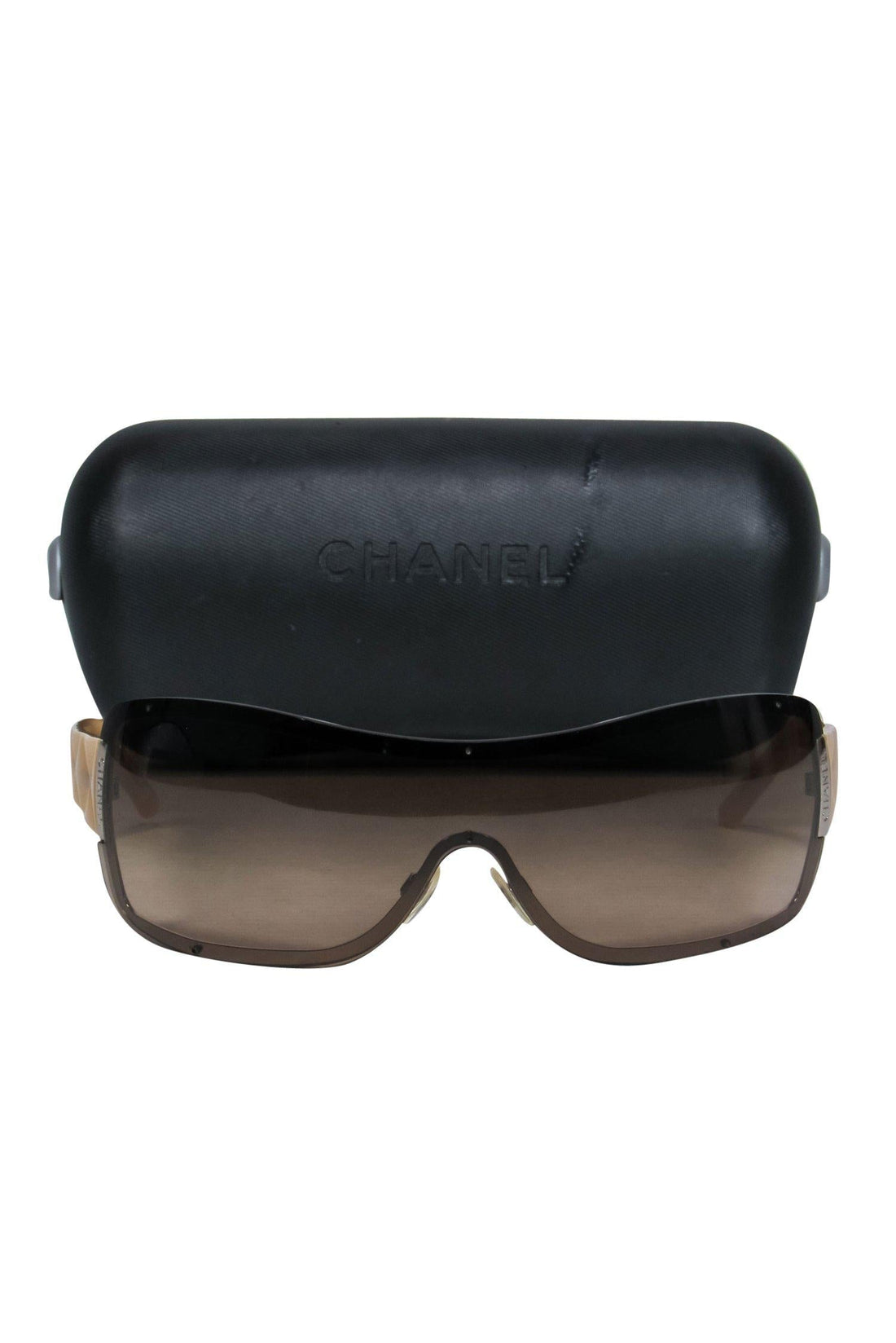 Chanel - Brown & Tan Shield-Style Sunglasses