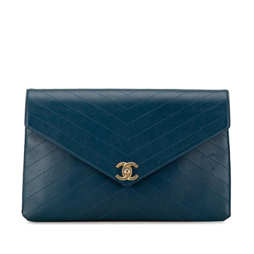 Chanel CC Chevron CalBNkin Envelope Clutch (SHG-Nah7n1)