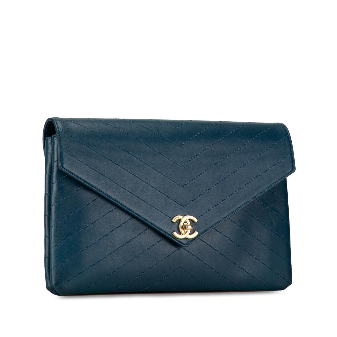 Chanel CC Chevron CalBNkin Envelope Clutch (SHG-Nah7n1)