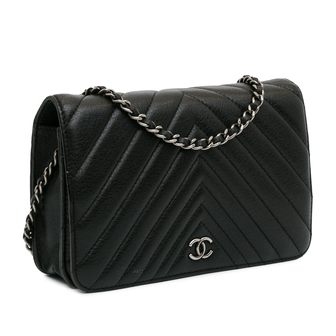 Chanel CC Chevron CalBNkin Wallet On Chain (SHG-Q3rRL6)