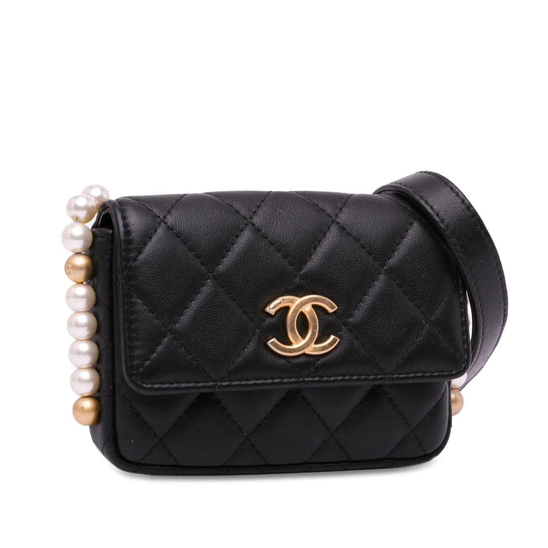 Pearl Street Bags Chanel CC Lambskin About Pearls Card Holder On Chain (SHG-aVDLOG)