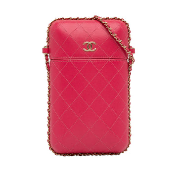 Pearl Street Bags Chanel CC Quilted Calfskin Chain Around Phone Holder (SHG-oQsvAj)