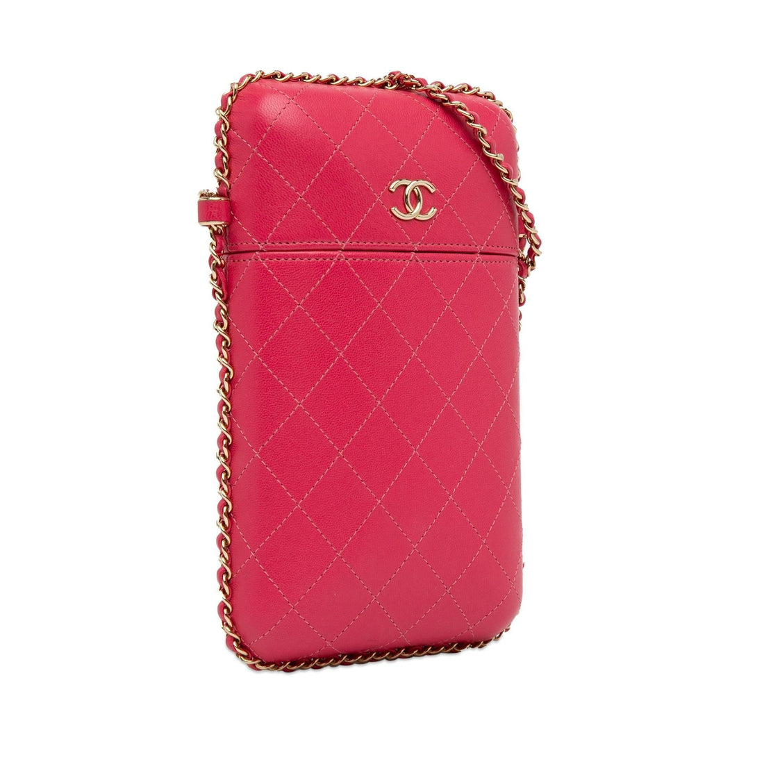 Chanel CC Quilted CalBNkin Chain Around Phone Holder (SHG-oQsvAj)