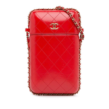 Chanel CC Quilted CalBNkin Chain Around Phone Holder (SHG-t9r9NM)