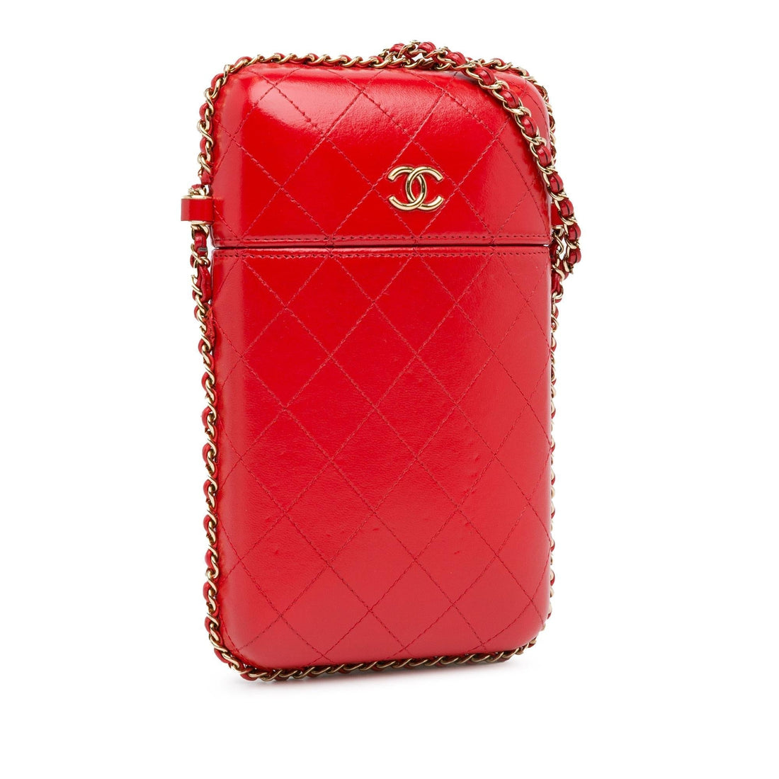 Chanel CC Quilted CalBNkin Chain Around Phone Holder (SHG-t9r9NM)