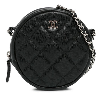 Pearl Street Bags Chanel CC Quilted Caviar Round Clutch With Chain (SHG-Zm82jl)