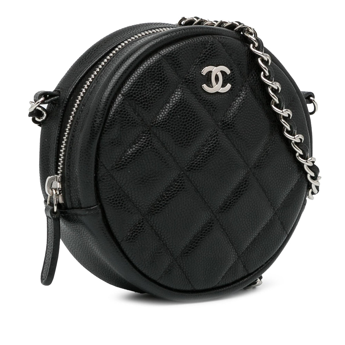 Pearl Street Bags Chanel CC Quilted Caviar Round Clutch With Chain (SHG-Zm82jl)