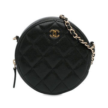 Pearl Street Bags Chanel CC Quilted Caviar Round Clutch With Chain (SHG-ov2ka3)
