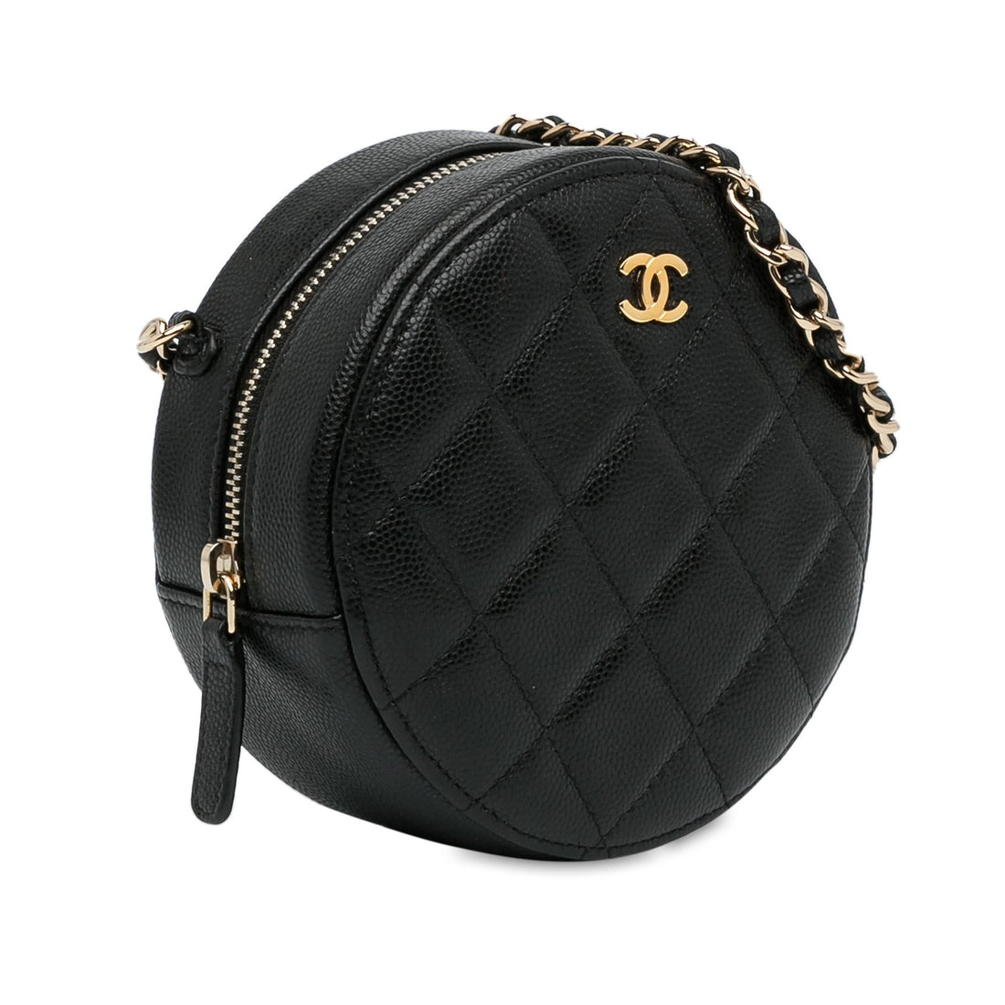 Pearl Street Bags Chanel CC Quilted Caviar Round Clutch With Chain (SHG-ov2ka3)
