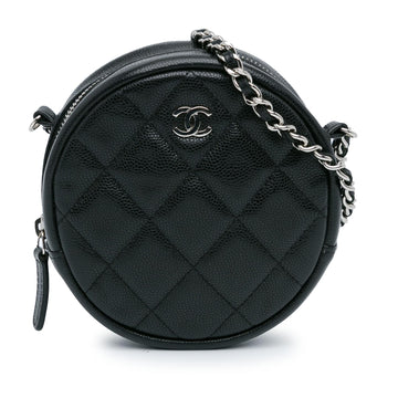 Chanel CC Quilted Caviar Round Clutch With Chain (SHG-jxh22e)