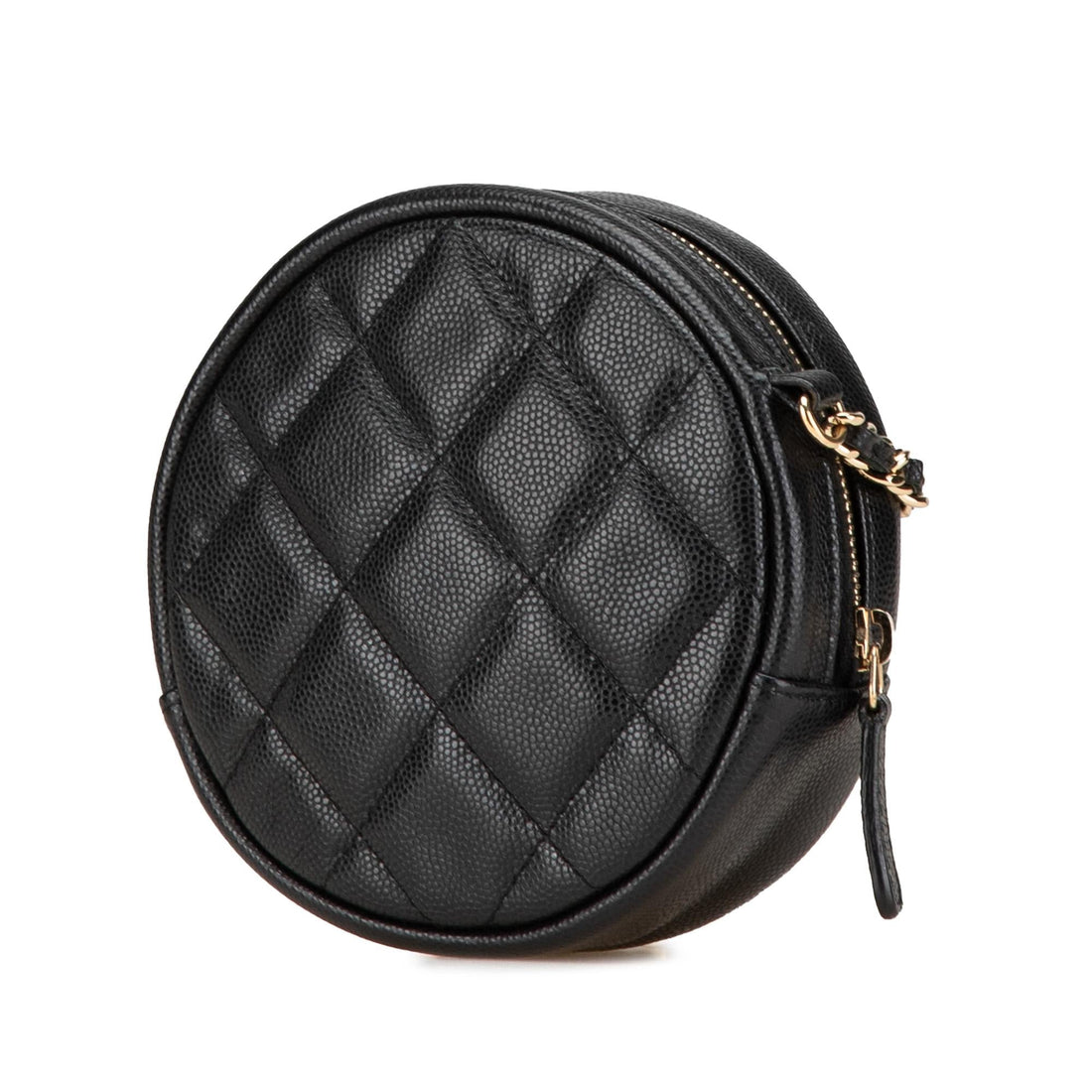 Chanel CC Quilted Caviar Round Clutch With Chain (SHG-Hj86ce)