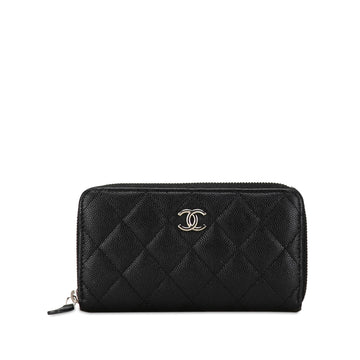 Pearl Street Bags Chanel CC Quilted Caviar Zip Around Wallet (SHG-qgCY15)