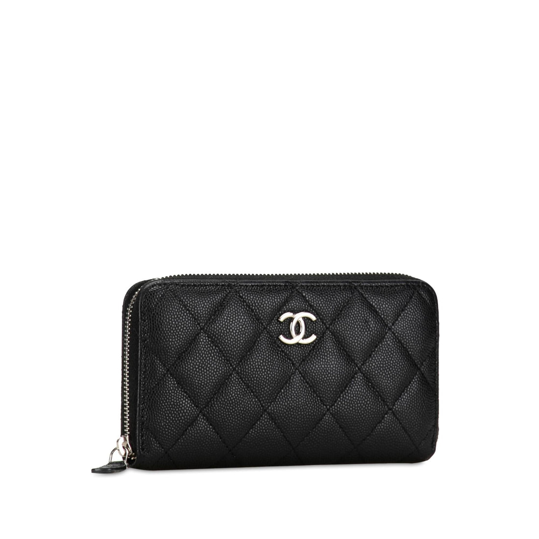 Pearl Street Bags Chanel CC Quilted Caviar Zip Around Wallet (SHG-qgCY15)