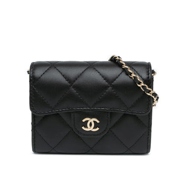 Chanel CC Quilted Lambskin Flap Card Holder On Chain (SHG-nILRCq)