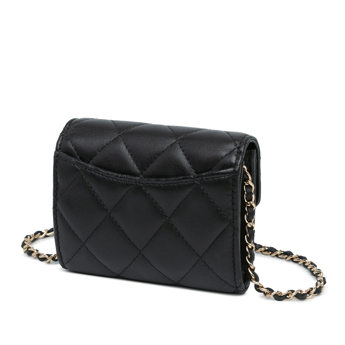 Chanel CC Quilted Lambskin Flap Card Holder On Chain (SHG-nILRCq)
