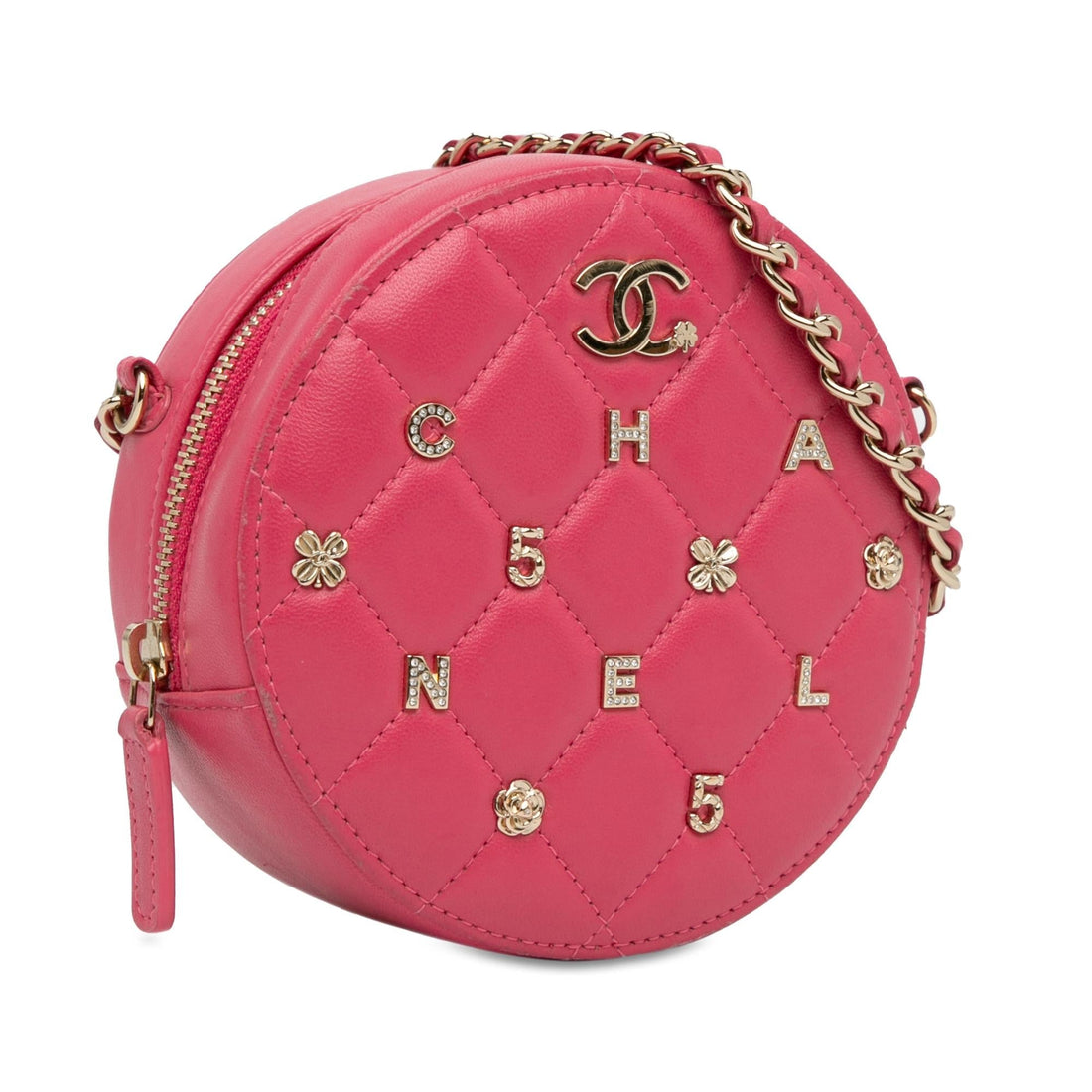 Pearl Street Bags Chanel CC Quilted Lambskin Lucky Charms Round Clutch with Chain (SHG-Z9e0hS)