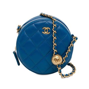 Pearl Street Bags Chanel CC Quilted Lambskin Pearl Crush Round Clutch with Chain (SHG-Yjxo07)
