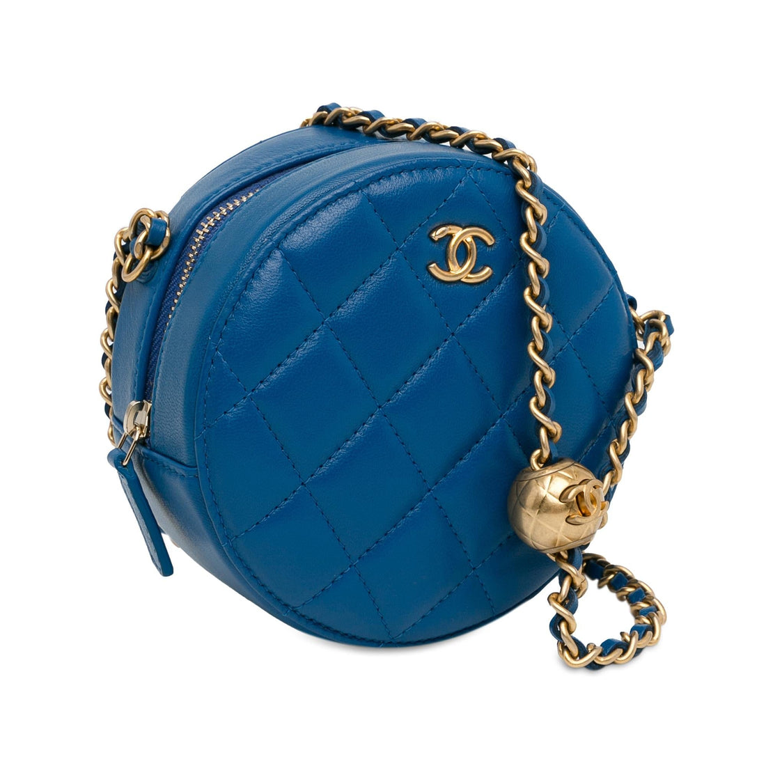 Pearl Street Bags Chanel CC Quilted Lambskin Pearl Crush Round Clutch with Chain (SHG-Yjxo07)