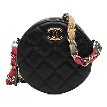 Pearl Street Bags Chanel CC Quilted Lambskin Ribbon Round Clutch With Chain (SHG-oOGi2u)