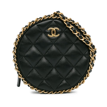 Pearl Street Bags Chanel CC Quilted Lambskin Round Chain Around Clutch With Chain (SHG-BsgawS)