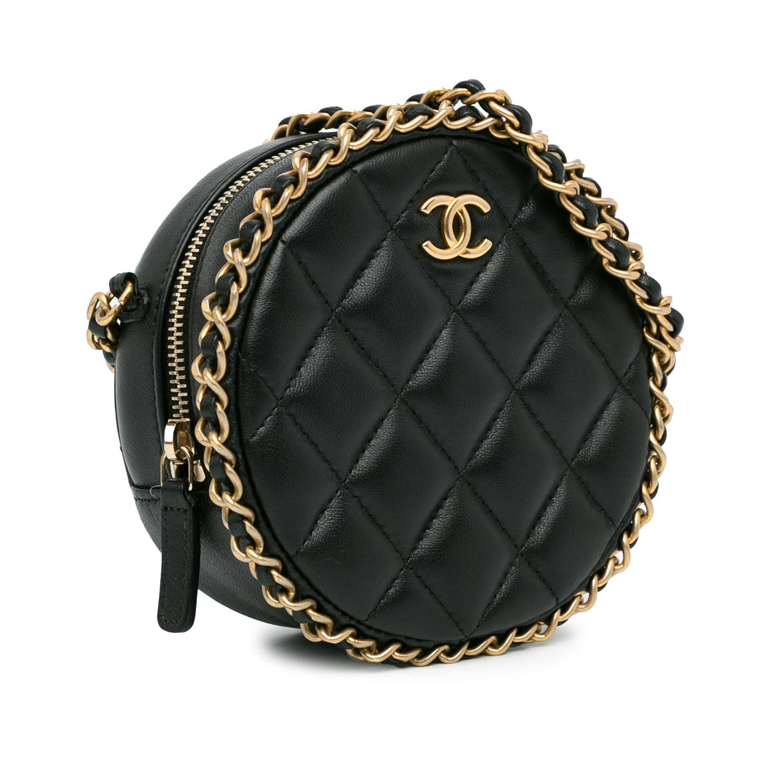 Pearl Street Bags Chanel CC Quilted Lambskin Round Chain Around Clutch With Chain (SHG-BsgawS)