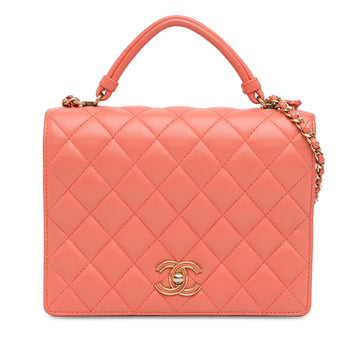 Pearl Street Bags Chanel CC Quilted Lambskin Top Handle Flap (SHG-L5HKxu)