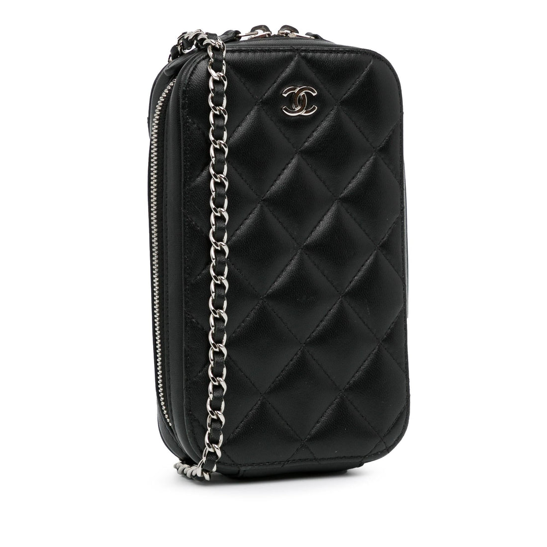 Pearl Street Bags Chanel CC Quilted Lambskin Zip Phone Case (SHG-6GbcPW)