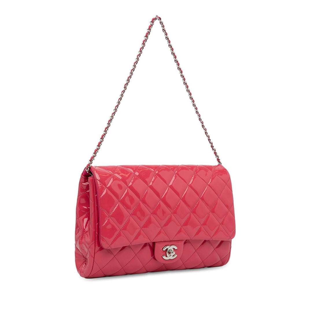 Pearl Street Bags Chanel CC Quilted Patent Clutch with Chain (SHG-BPixGf)