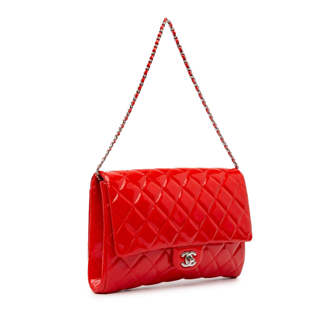 Pearl Street Bags Chanel CC Quilted Patent Clutch with Chain (SHG-lpgzOs)