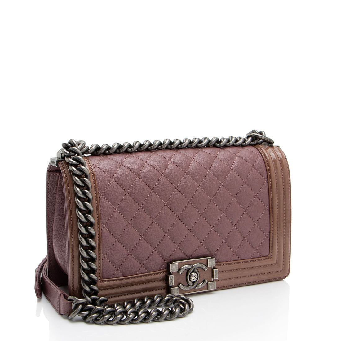 Top Quality Chanel Calfskin Patent Old Medium Boy Bag (SHF-cHTh8E)