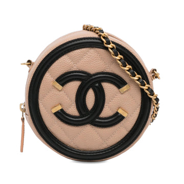 Pearl Street Bags Chanel Caviar CC Filigree Round Crossbody (SHG-gqaR43)