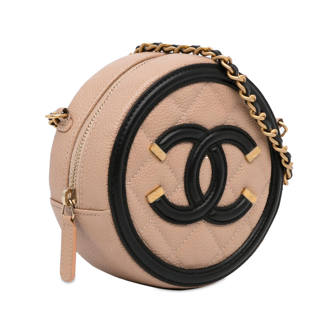 Pearl Street Bags Chanel Caviar CC Filigree Round Crossbody (SHG-gqaR43)