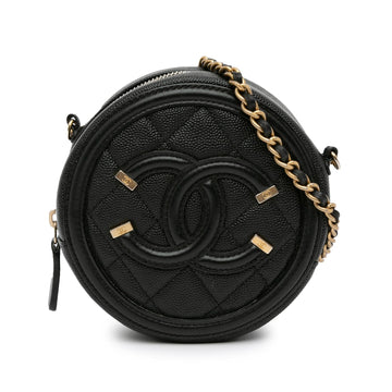 Pearl Street Bags Chanel Caviar CC Filigree Round Crossbody (SHG-bEzArR)