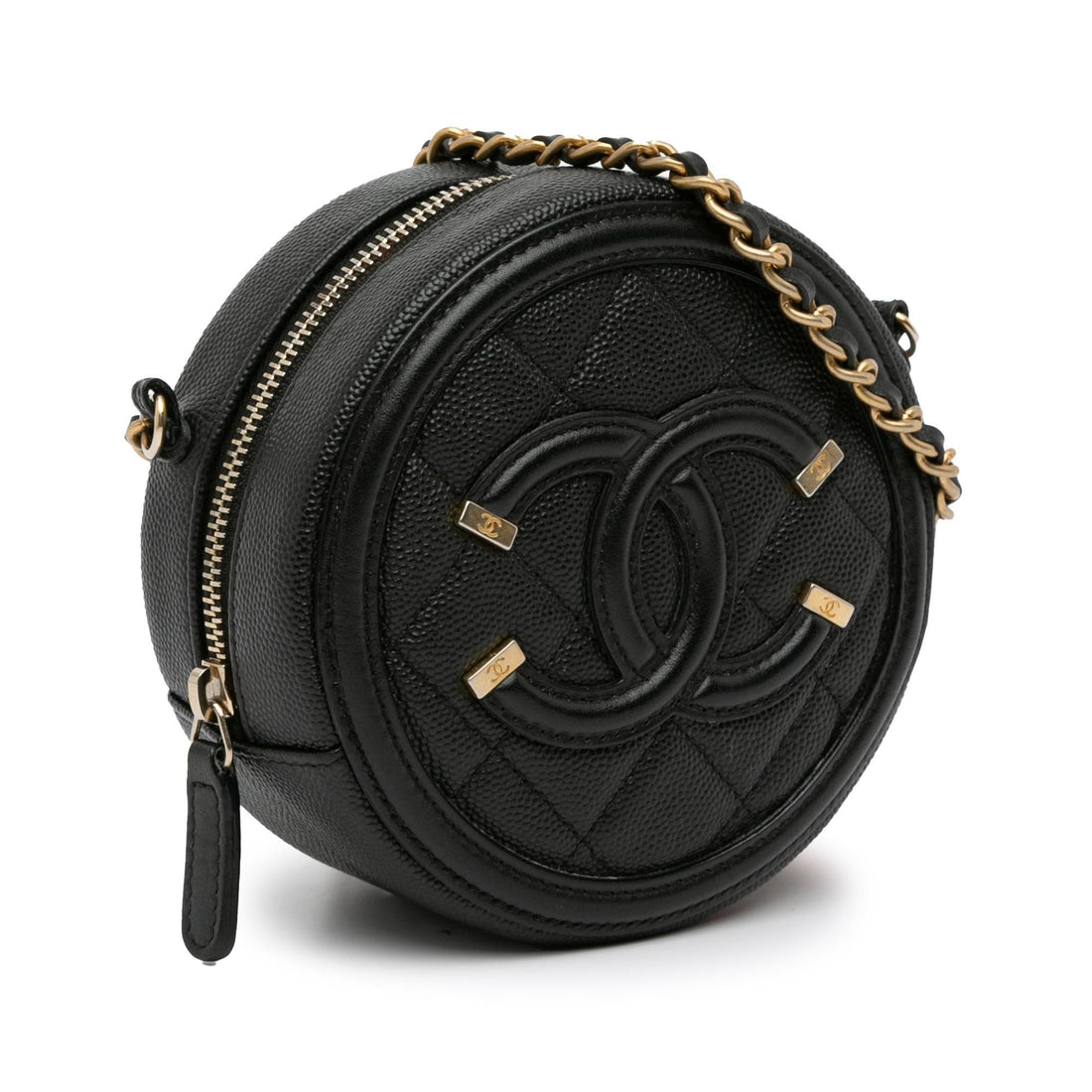 Pearl Street Bags Chanel Caviar CC Filigree Round Crossbody (SHG-bEzArR)