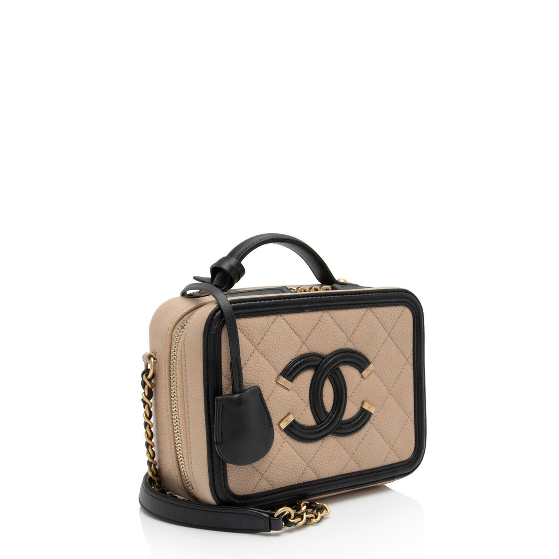 Pearl Street Bags Chanel Caviar Leather CC Filigree Small Vanity Case (SHF-EhFdu3)