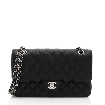 Chanel Caviar Leather Classic Medium Double Flap Bag (SHF-j9HEHj)