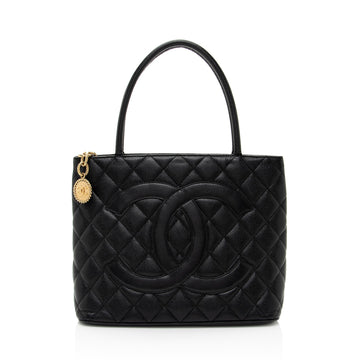 Chanel Caviar Leather Medallion Tote (SHF-7Ttgip)