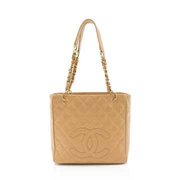 Pearl Street Bags Chanel Caviar Leather Petite Shopping Tote (SHF-rAABgB)